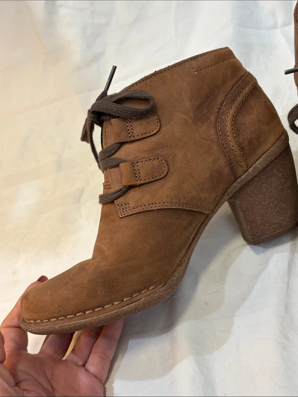 Clarks Brown Suede Lace-Up Ankle Booties